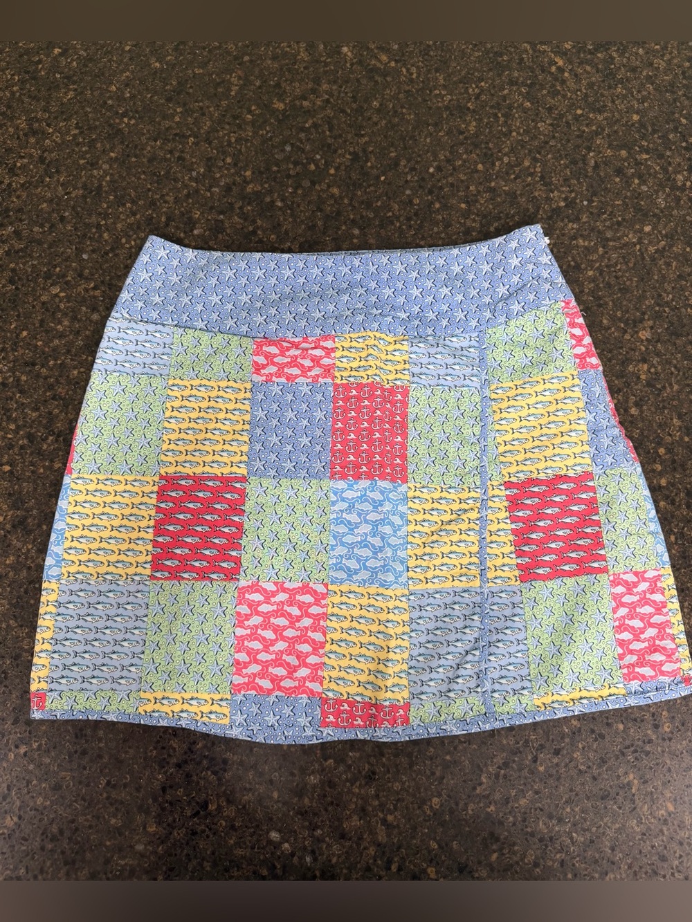 NWT Vineyard Vines Patchwork Sealife Coastal Cotton Women's Faux Wrap Skirt